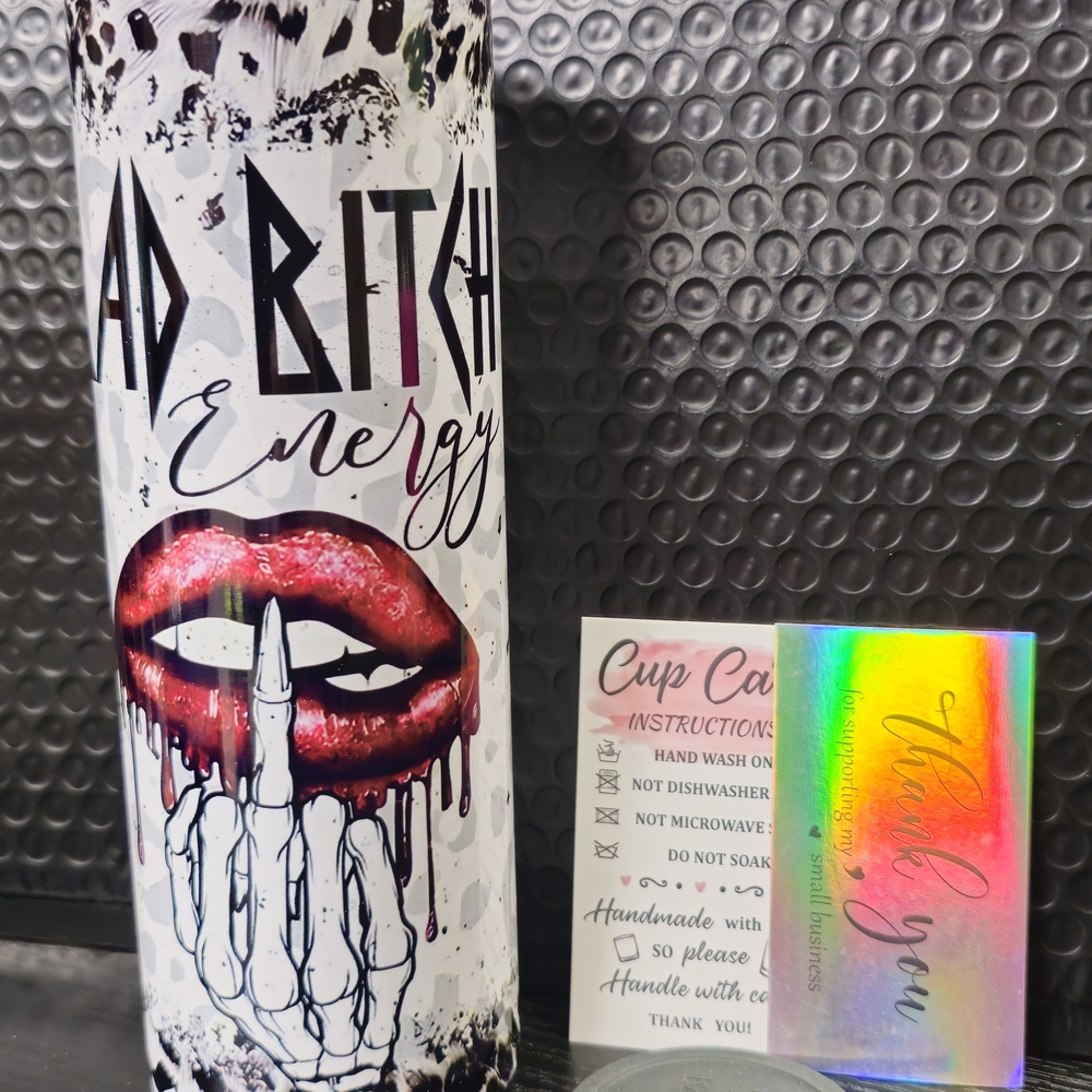 White and Red Graphic Tumbler